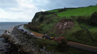 The landslide happened on Friday morning between Glenarm and Ballygally