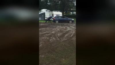 Car stuck in the mud