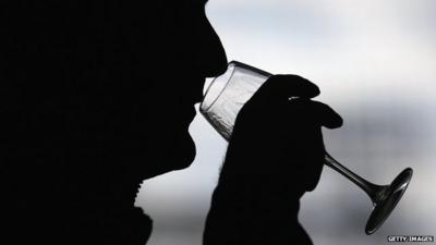 Silhouette of person drinking wine