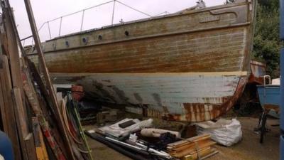 The Senora in a boat yard