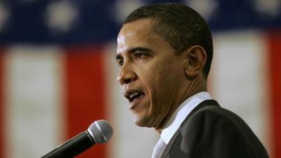 Barack Obama speaks during a rally in Kansas City, May 12th 2007