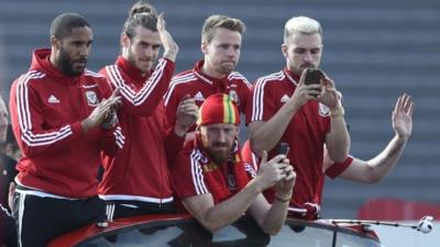 Wales team in Cardiff