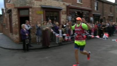 Mark Vaz ends his 53rd marathon at the Black Country Living Museum