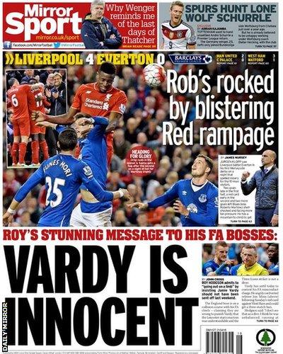 Wednesday's Daily Mirror back page