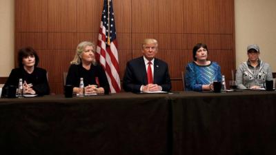 Donald Trump spoke to four women who accuse Hillary Clinton and her husband former President Bill Clinton of wrongdoings, prior to the second US presidential debate.