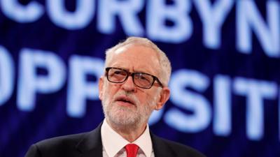 Jeremy Corbyn addresses the CBI conference in south London