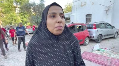 Fatima Saed describes surviving huge blast at a hospital in Gaza City