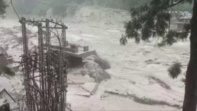 Flooded area in Sikkim