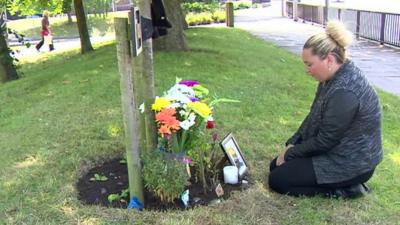 Martine Johnson at her brother's memorial