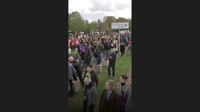 Protesting against the far-right Alternative For Germany (AfD).