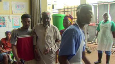 Patients and healthcare workers in the treatment centre