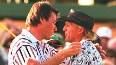 Faldo and Norman at the 1996 Masters