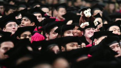 Crowd of Harvard University students at their graduation