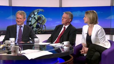 Owen Paterson, Hilary Benn and Laura Kuenssberg