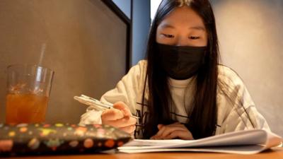 Student studying for the college entrance exam in South Korea