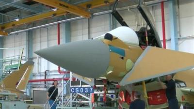 typhoon plane in hangar