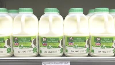 Morrisons milk on shelf