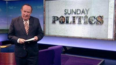 Andrew Neil with Sunday Politics logo