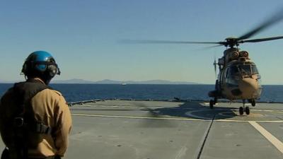 Flight deck on ship