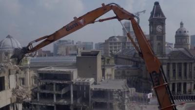Drone footage of the old library demolition