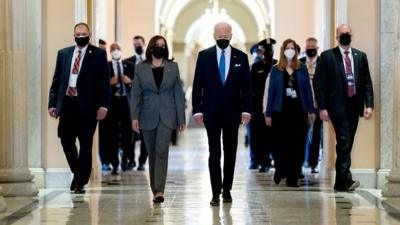 Biden and Harris walking