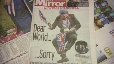 Boris Johnson pictured on the front page of newspaper