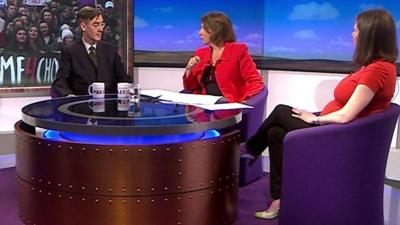 Jacob Rees-Mogg, Jo Coburn and Jo Swinson