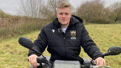 Northampton Saints' Tom Pearson at his family's farm