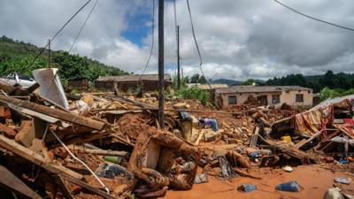 BBC reporter Pumza Fihlani gives a glimpse of what the trail of destruction in Mozambique looks like.