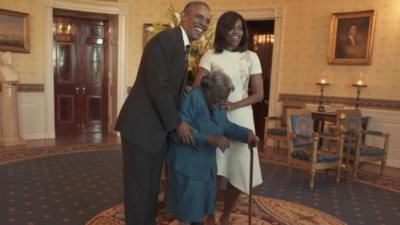 Virgina McLaurin with Barack and Michelle Obama