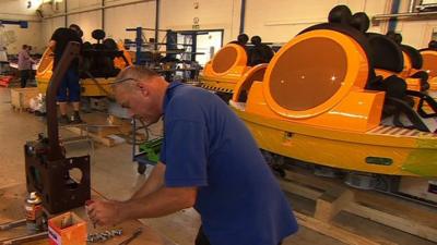 A man working in the Mack Rides factory in Germany