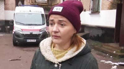 Ukrainian woman, Maria, after missile hit her home