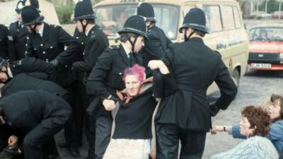 Protesters at Greenham Common RAF base in 1983