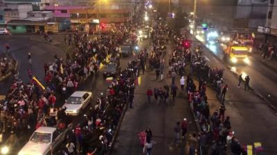 Protests take place in Ecuador's capital Quito on 7 October