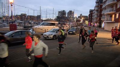 Joggers run through Ipswich