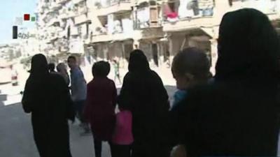 Families leave Aleppo