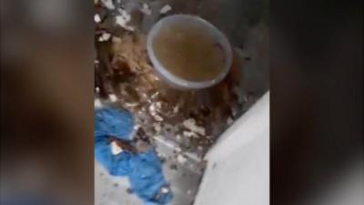 A bowl to catch leaking water in a home in London