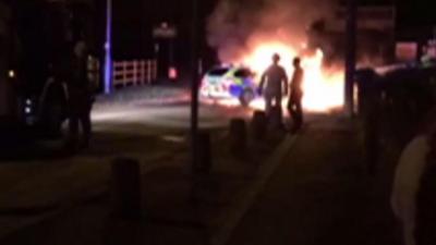 Police car on fire