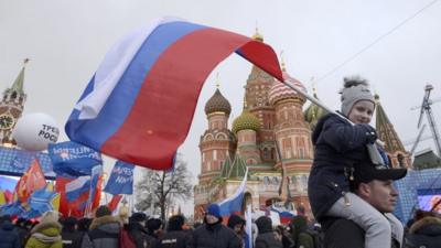 Pro-Kremlin supporters attended a rally in Moscow