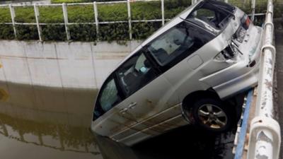 Wrecked car in Macau