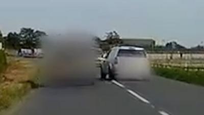 A near miss caught on dashcam.