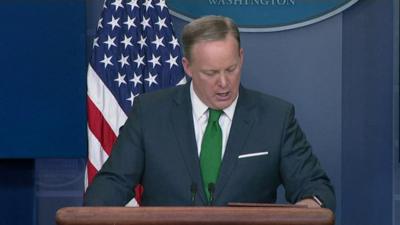 Sean Spicer addressing the press at the White House