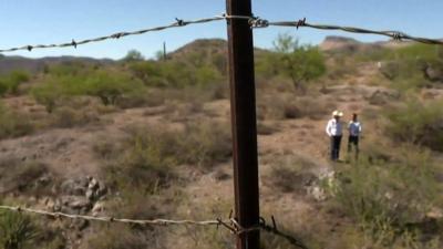 Barbed wire fence