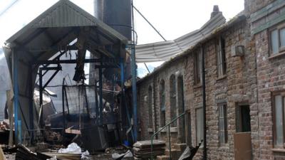 A building gutted by the explosion