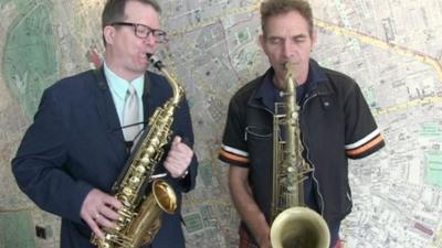 David and Neill playing their saxophones