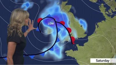 Louise Lear presents BBC Weather's forecast