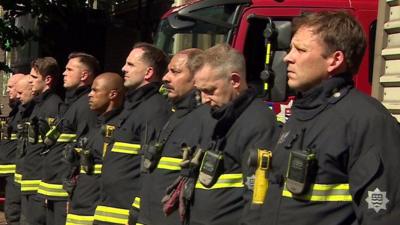 Fire crews in silent tribute to Grenfell fire victims