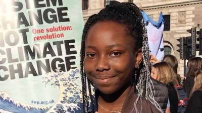 Coco, 14, at the climate change protest