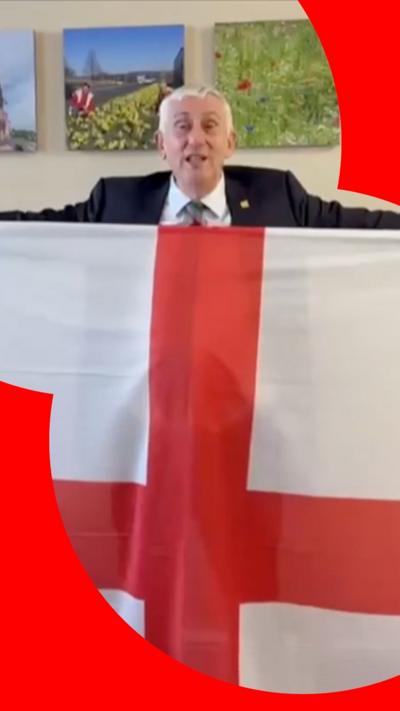 Speaker of the House of Commons, Lindsay Hoyle, holding England flag
