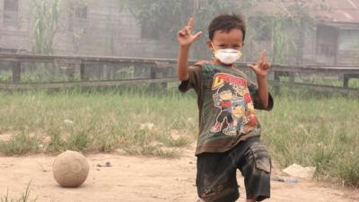 Boy in mask